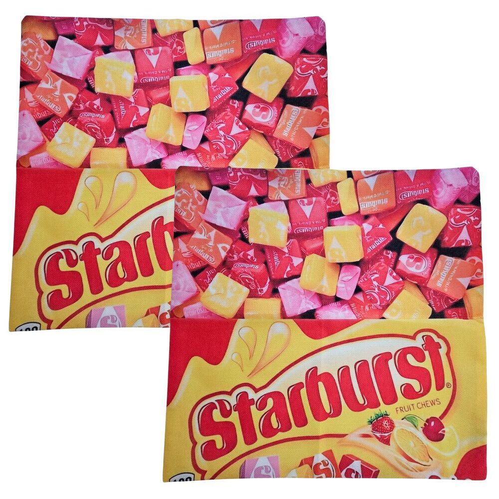 Pillow Shams Starburst Fruit Chews Noveltry Print Set of 2 Square 17.5 x 17.5"